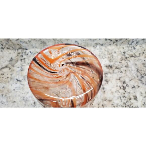 Peter Houk MIT Glass Lab Red & Black Swirl Design Vase 8" 2002 - Picture 6 of 16